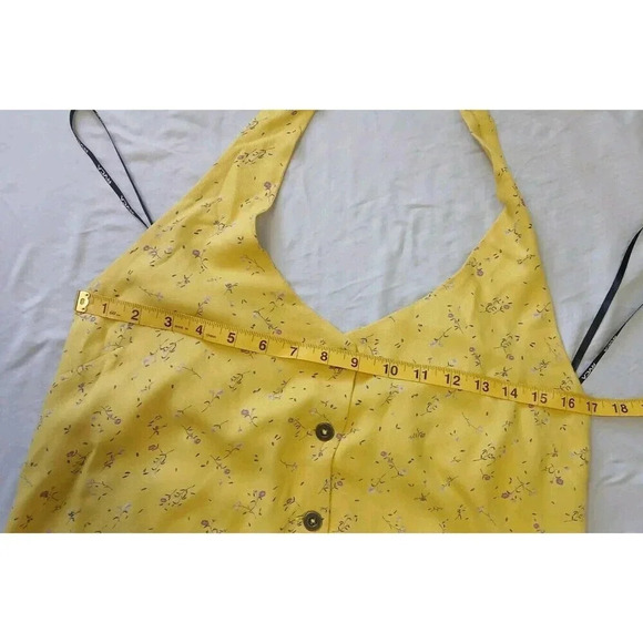 RVCA 90'S Baby yellow Halter Dress Size Medium - Picture 6 of 8